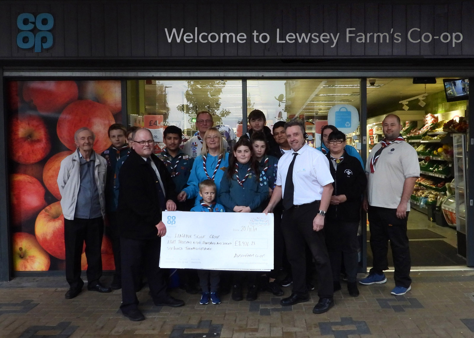 Co Op Cheque for Leagrave Scouts Group
